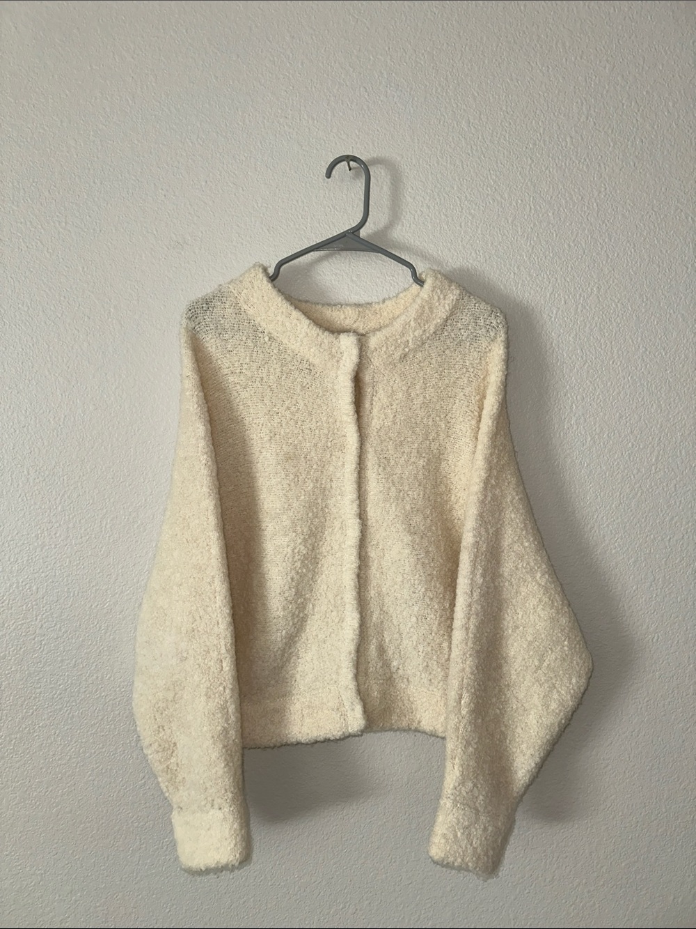 H&M Women’s Alpaca Blend Fuzzy Cropped Open Front Cardigan Sweater Size 12